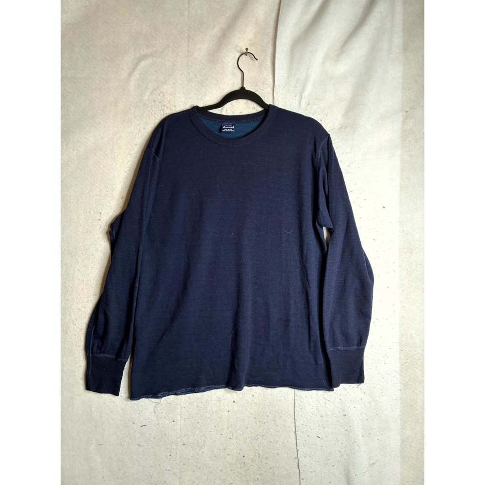 Duofold Shirt Mens XL Navy Wool Blend Thermal Dual Layer Long Sleeve Crew Neck